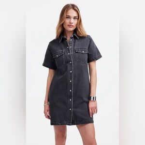 Madewell Oversized Mini Black Denim Shirtdress